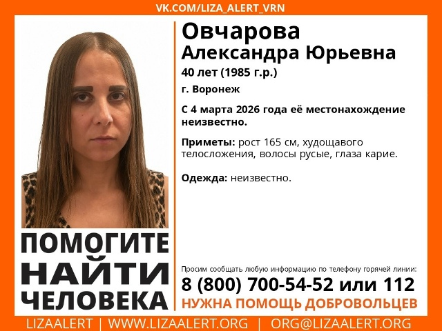 Поисковый отряд «Лиза Алерт» объявил поиски женщины и мужчины из Воронежа