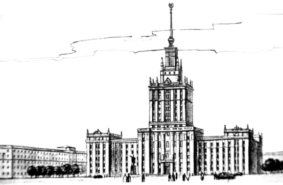 1 Первый проект послевоенного здания обкома КПСС и облисполкома. Автор — архитектор Л.В. Руднев.jpeg