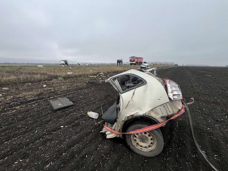 После жесткого ДТП с пострадавшим под Воронежем «Ладу Калину» разорвало на части