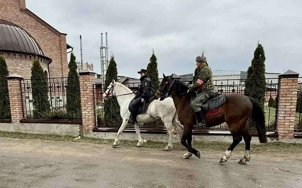 Казаки вышли в патрули вместе с конной полицией в Воронеже