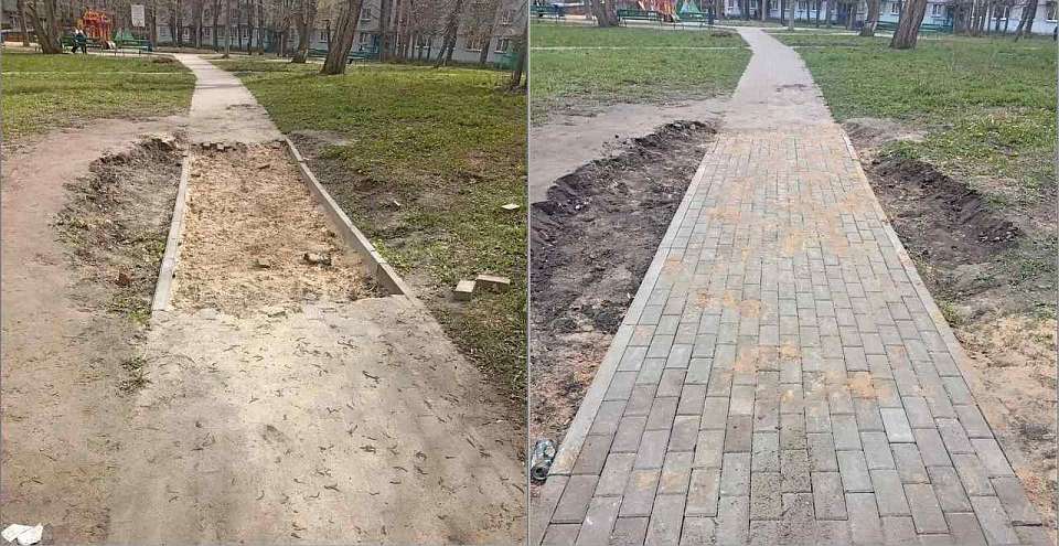 Тротуар у дома №22 по улице Космонавтов в Советском районе снова в порядке!