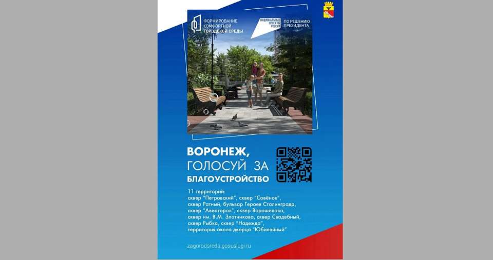 Воронежцам напомнили, что до конца голосования за комфортную городскую среду осталось 8 дней