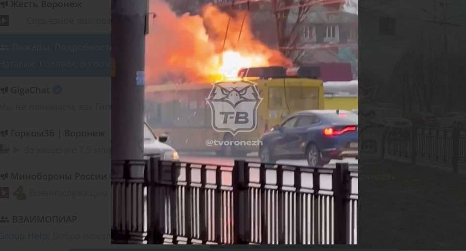 В Воронеже у троллейбуса воспламенились провода