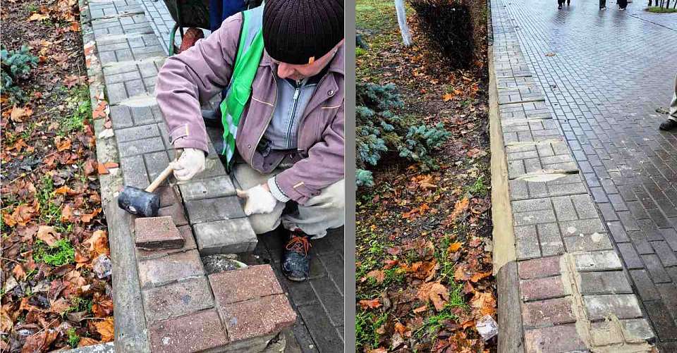 В Ленинском районе восстанавливают элементы городского благоустройства