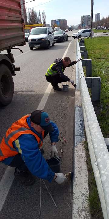                 В Коминтерновском районе идет покраска бортового камня 