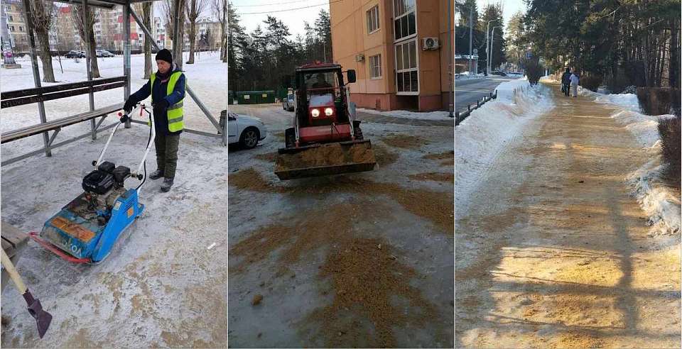Днём от снега и льда Воронеж убирали 126 единиц техники и 180 дворников