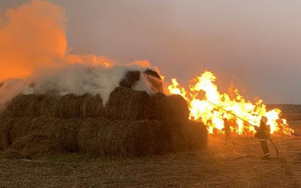 Сгорели 750 тюков сена в воронежском селе Коротояк
