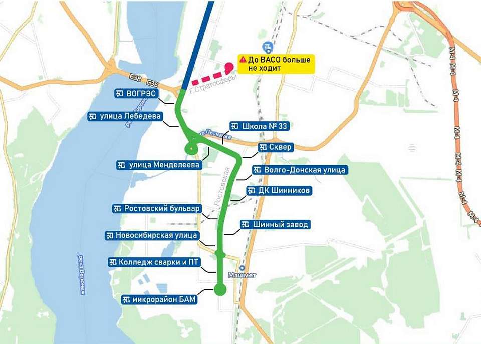 Путь следования автобусного маршрута №44 по Воронежу скорректируют