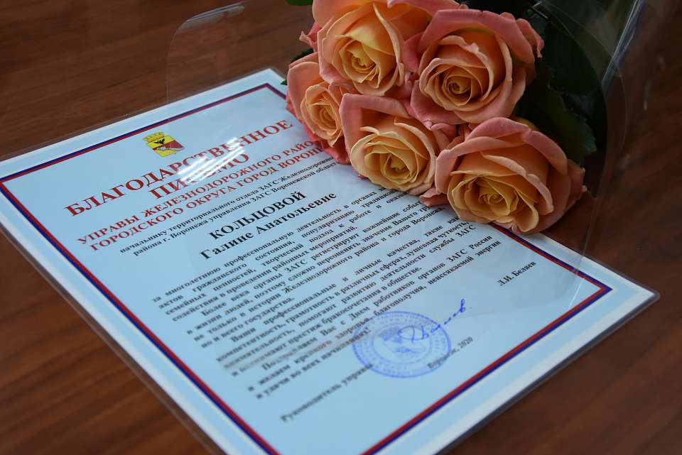 Управа Железнодорожного района поздравила начальника отдела ЗАГС с профессиональным праздником