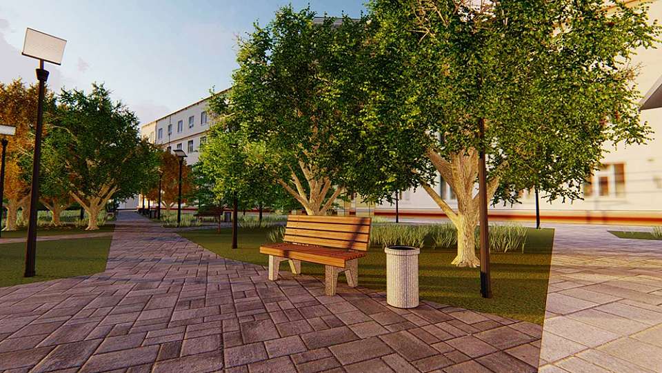 В Ленинском районе Воронежа идет благоустройство бульвара на улице Ворошилова