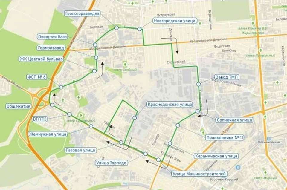 Новый автобусный маршрут запустили в Воронеже