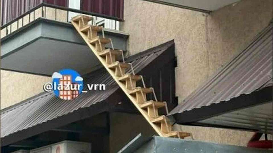 Лестница для кота появилась на балконе воронежской четырехэтажки