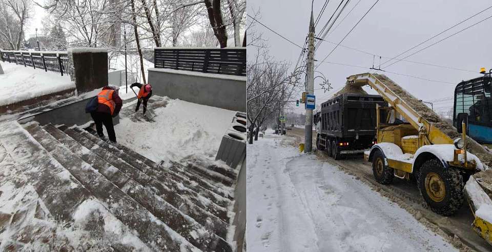 Магистрали и тротуары Воронежа днём обрабатывали 200 единиц спецтехники