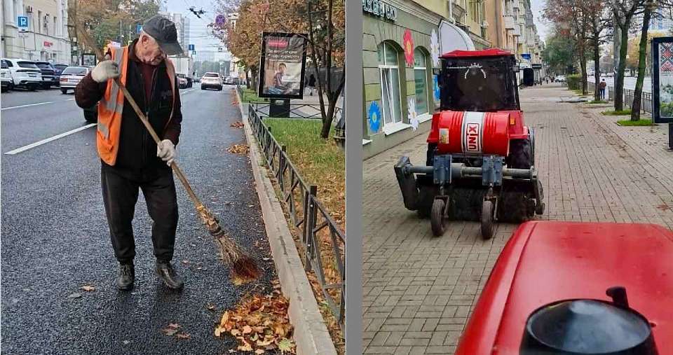 Комбинат благоустройства продолжает уборку Центрального района Воронежа