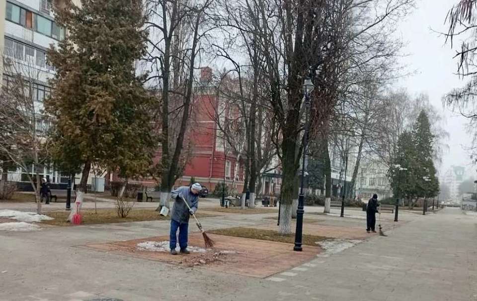 Полным ходом идет весенняя убора в парках и скверах Воронежа