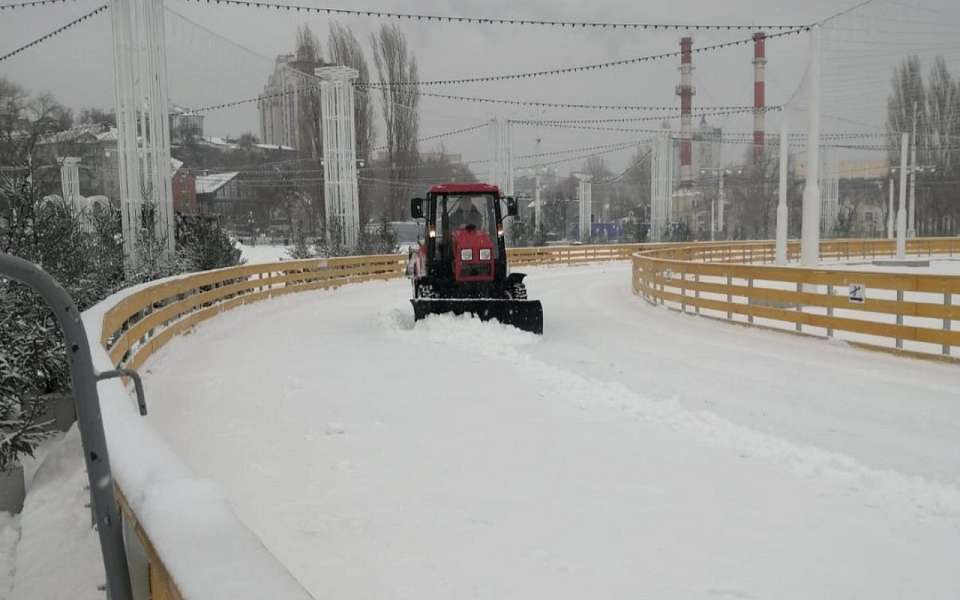 Работу катка на Адмиралтейской площади приостановили из-за снегопада в Воронеже