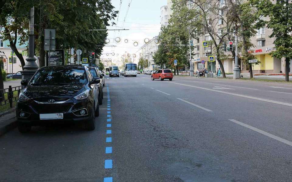 Впервые синюю дорожную разметку нанесли в центре Воронежа