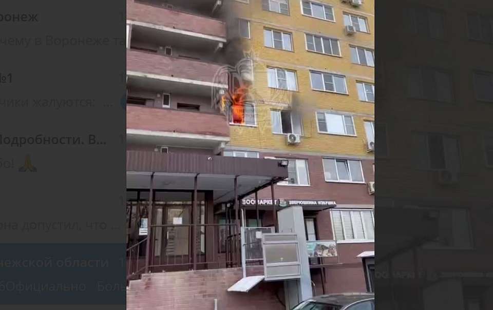 С пожара в ЖК Воронежа эвакуировали 20 человек и трёх человек в масках спасаемого