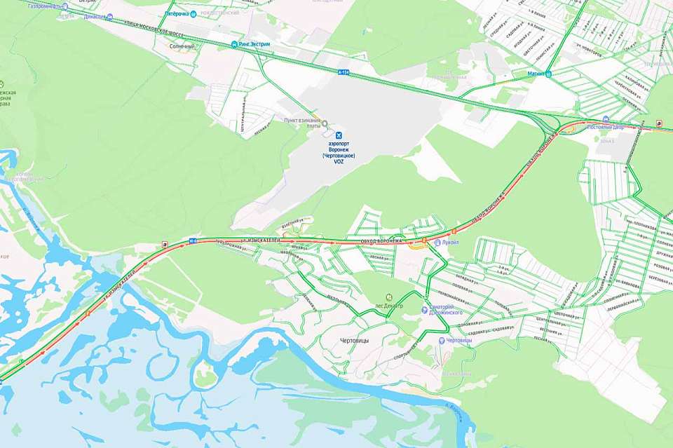 Пробка длиной почти 10 км парализовала север Воронежа